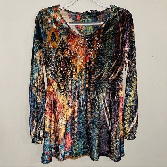 New Directions Velvet Embellished Blouse- LG - Picture 1 of 8